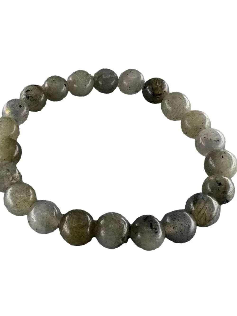 8mm Natural Grey Labradorite Bead Bracelet Genuine Crystal Custom Size Flas